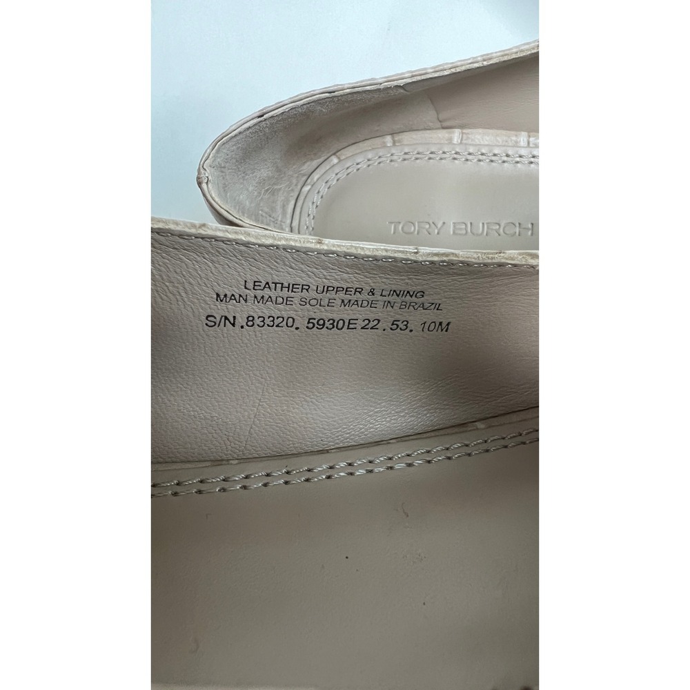 Tory Burch Georgia Sand Croc Embossed Leather Loafers Square Toe 83320 Size 10M - Picture 6 of 9